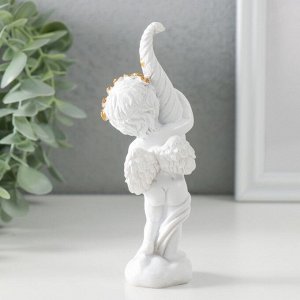 Фигурка полистоун «Белоснежный ангел с рогом с розами», 5.5x4.5x13.5 см