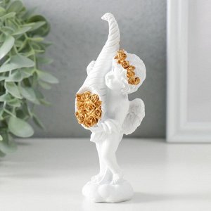 Фигурка полистоун «Белоснежный ангел с рогом с розами», 5.5x4.5x13.5 см