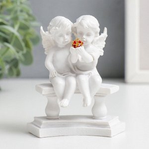 Фигурка полистоун «Белоснежные ангелы на скамье с кристаллом», 8.5x7.4x5 см
