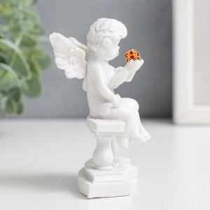 Фигурка полистоун «Белоснежные ангелы на скамье с кристаллом», 8.5x7.4x5 см