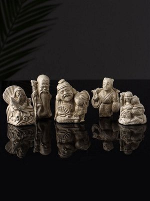 Набор фигурок «Нэцкэ», 5 шт., 20x10x7 см, бежевый