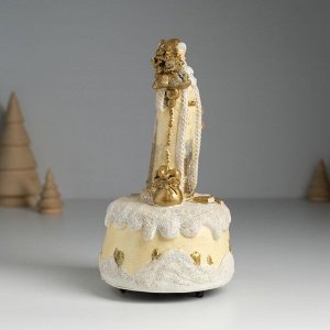 Сувенир музыкальный механический «Фигурка. Дед Мороз в коричневой шубе с ёлкой», полистоун, 10x10x18 см