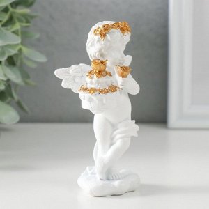 Фигурка полистоун «Белоснежный ангел с тортом украшенным розочками», 6x4.5x11 см