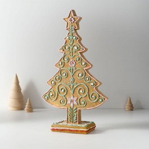 Фигурка полистоун «Ёлочка пряничная с узорами из глазури», 18.5x7x30.5 см