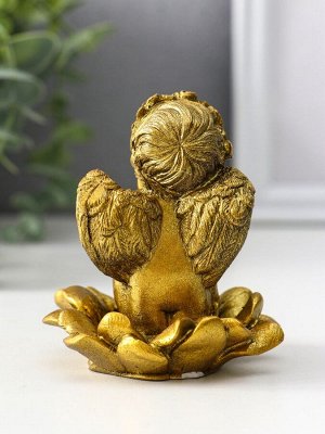 Фигурка гипс «Ангел на цветке», 8.5x7.5x7 см, золото