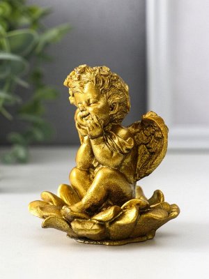 Фигурка гипс «Ангел на цветке», 8.5x7.5x7 см, золото