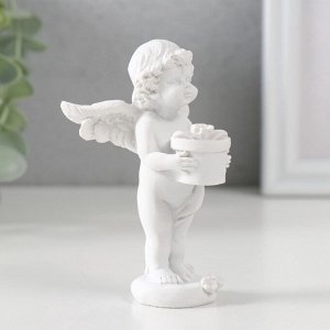 Фигурка полистоун «Белоснежный ангел с цветком в горшке», 9.7x6x6.5 см