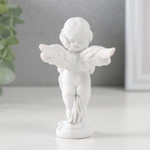 Фигурка полистоун «Белоснежный ангел с цветком в горшке», 9.7x6x6.5 см