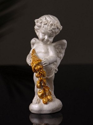 Фигурка гипс «Ангел с рогом изобилия», 8.5x3 см, перламутр