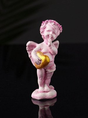 Фигурка гипс «Ангел с сердцем», 8.5x3.5 см, розовый