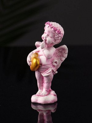 Фигурка гипс «Ангел с сердцем», 8.5x3.5 см, розовый