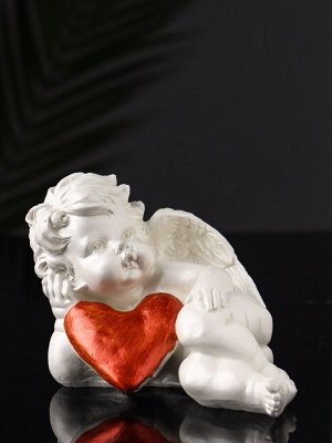 Фигурка гипс «Ангел с сердцем», 14x10x7 см, перламутр
