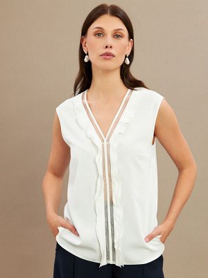 Топ со вставкой из органзы OD-975-1 белый