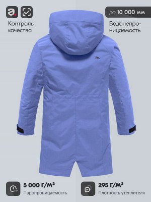 Парка зимняя женская с капюшоном василькового цвета 9538-1Vs