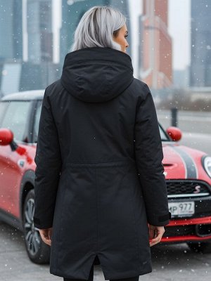 Парка зимняя женская с капюшоном черного цвета 9538-1Ch