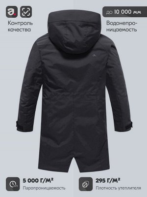 Парка зимняя женская с капюшоном черного цвета 9538-1Ch