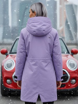Парка зимняя женская с капюшоном сиреневого цвета 9538-1Sn