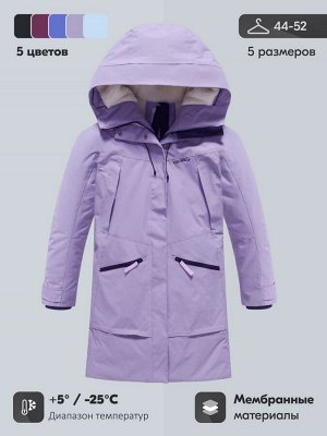 Парка зимняя женская с капюшоном сиреневого цвета 9538-1Sn