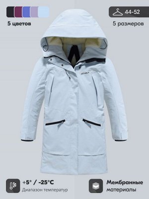 Парка зимняя женская с капюшоном светло-синего цвета 9538-1Si