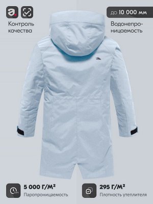 Парка зимняя женская с капюшоном светло-синего цвета 9538-1Si