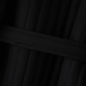 Пальто текстильное стеганое с лацканами на пуговицах с  поясом, черный