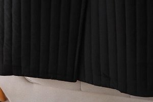 Пальто текстильное стеганое с лацканами на пуговицах с  поясом, черный