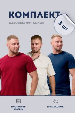 Набор мужских футболок 8471/01 3 шт / молочный, бордо, темно-синий