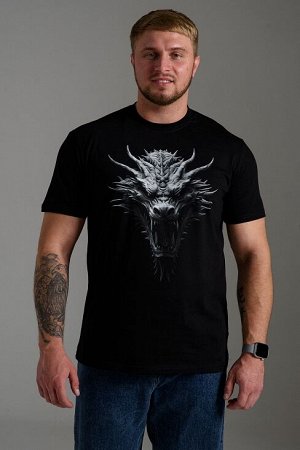 Футболка 8550 унисекс / черный+дракон