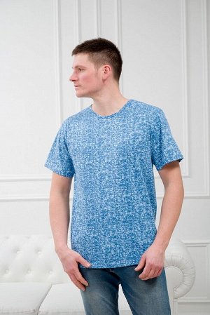 Футболка мужская из кулирки / синий на голубом
