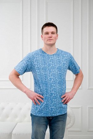 Футболка мужская из кулирки / синий на голубом