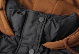 Жилет утепленный стеганый с трикотажным капюшоном на молнии, черный