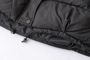 Жилет утепленный стеганый с трикотажным капюшоном на молнии, черный