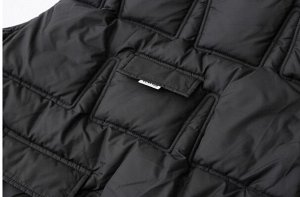 Жилет утепленный стеганый с трикотажным капюшоном на молнии, черный