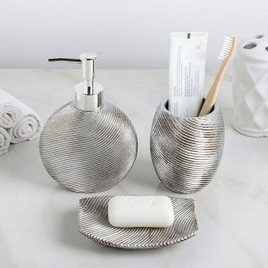 Набор аксессуаров для ванной комнаты «Чернёное серебро», 3 предмета (дозатор 350 мл, мыльница, стакан)