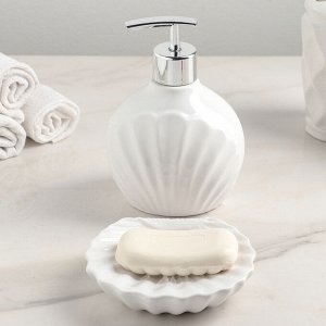 Набор аксессуаров для ванной комнаты «Ариэль», 2 предмета (дозатор 480 мл, мыльница), цвет белый