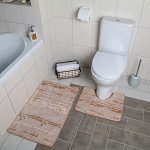 Набор ковриков для ванны и туалета Доляна «Блик», 2 шт: 40x50, 50x80 см, цвет бежевый