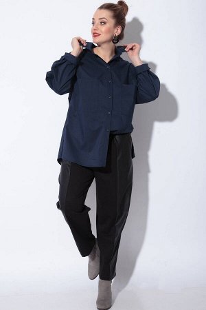 Блуза Блуза SOVA 11078 темно-синий 
Состав ткани: ПЭ-15%; Хлопок-85%; 
Рост: 164 см.

Женская рубашка на каждый день! Рубашка-оверсайз &ndash; настоящий &laquo;маст-хэв&raquo;, который сделает образ 