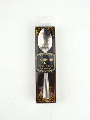 Ложка чайная с гравировкой «Любимый сын», в подарочной коробке, 3x14 см