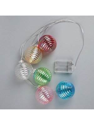 Гирлянда «Нить-гроздь» 60 см, нить прозрачная, «Красочные шары», 30 LED, 4.5 В, батарейки ААх3 (нет в комплекте), свечение тёплое белое