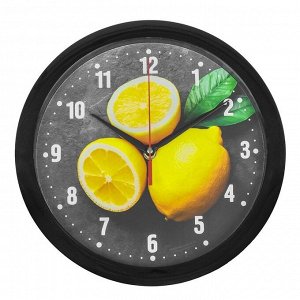 Часы настенные "Лимоны", чёрный обод, 28х28 см, в ассортименте