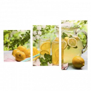 Модульная картина на подрамнике "Лимонный чай", 29?55 см, 29?45 см, 29?35 см, 90?56 см