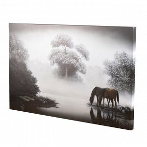 Картина на холсте "Кони на водопое" 60*100 см