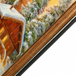Картина "Зимний вечер у реки" 33х43 см
