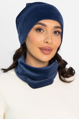 Комплект шапка шестиклинка и снуд (синяя) ШШС6-23М