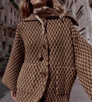 ТРИКОТАЖНАЯ КУРТКА ОВЕРСАЙЗ, арт.9874104 472, коричневый