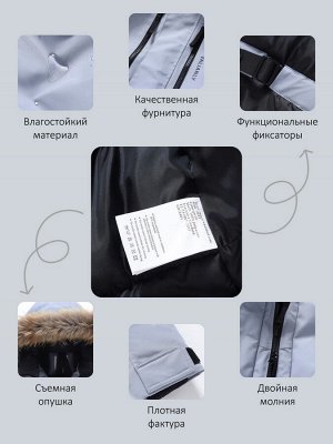Парка зимняя мужская с капюшоном и мехом енот синего цвета 9537-1S