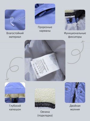 Парка зимняя женская с капюшоном василькового цвета 9538-1Vs