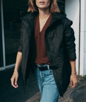 СТЕГАНАЯ КУРТКА С КАПЮШОНОМ WATER REPELLENT, арт.8372282, черный