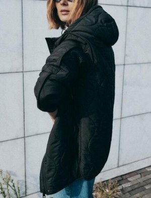 СТЕГАНАЯ КУРТКА С КАПЮШОНОМ WATER REPELLENT, арт.8372282, черный