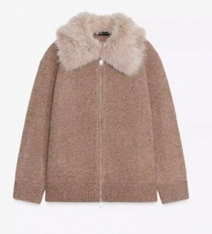 КАРДИГАН С ЛАЦКАНАМИ С ИСК. МЕХОМ, арт.2893149 745, коричневый